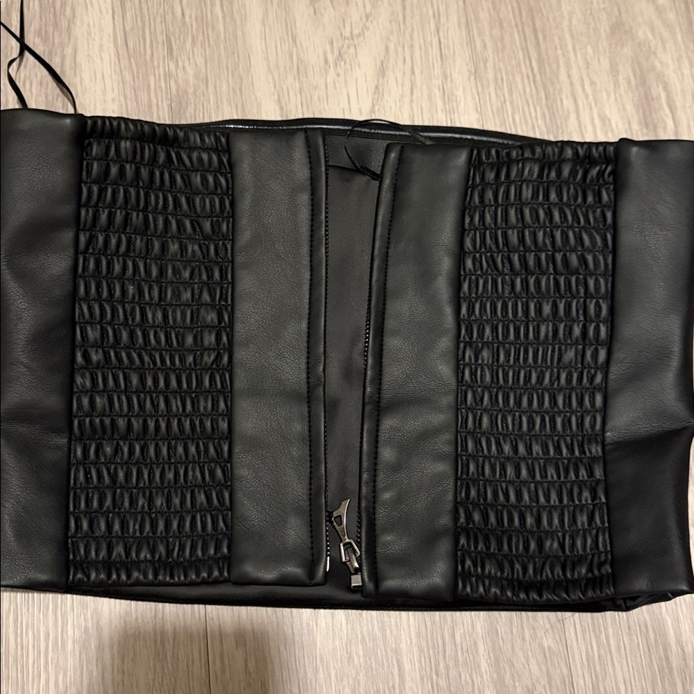 Maniere De Voir Black faux leather bandeau top - Picture 4 of 5